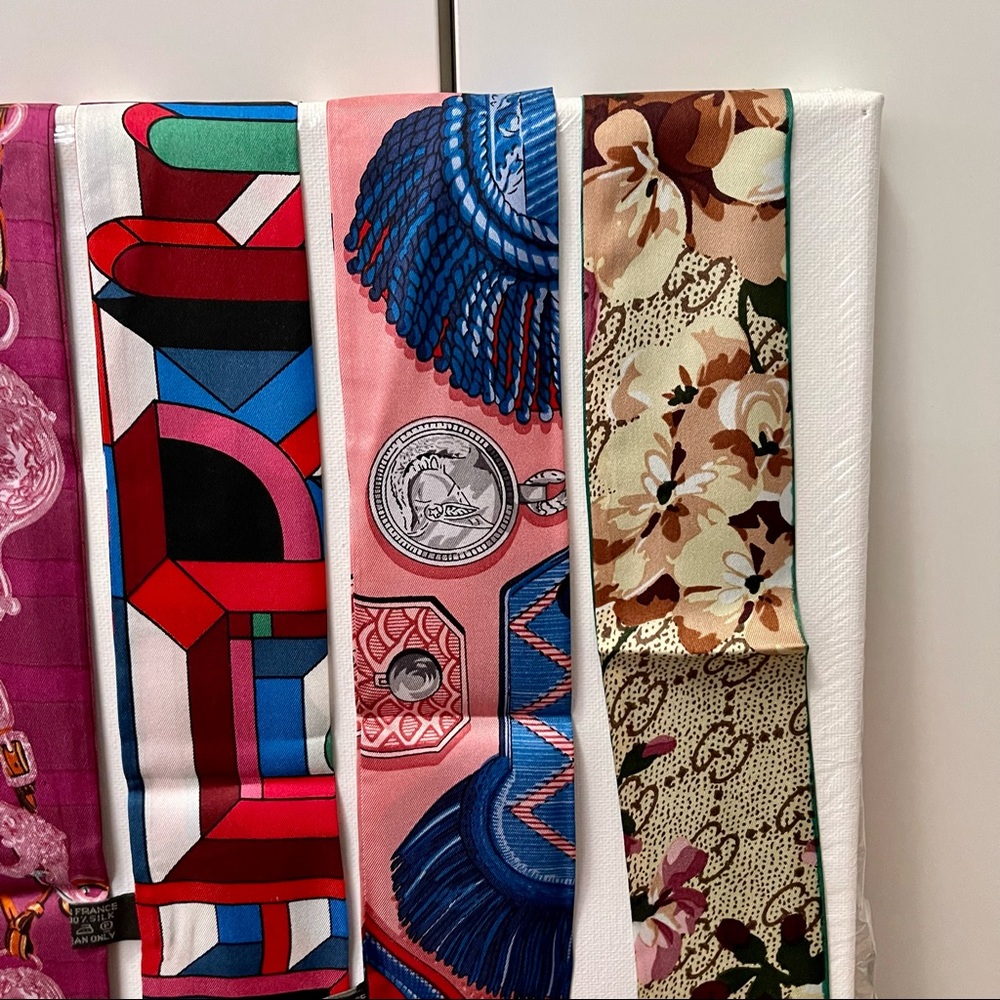 Multiple Silk Twilly Scarves for Handbag Handles and Accessories - Picture 6 of 7